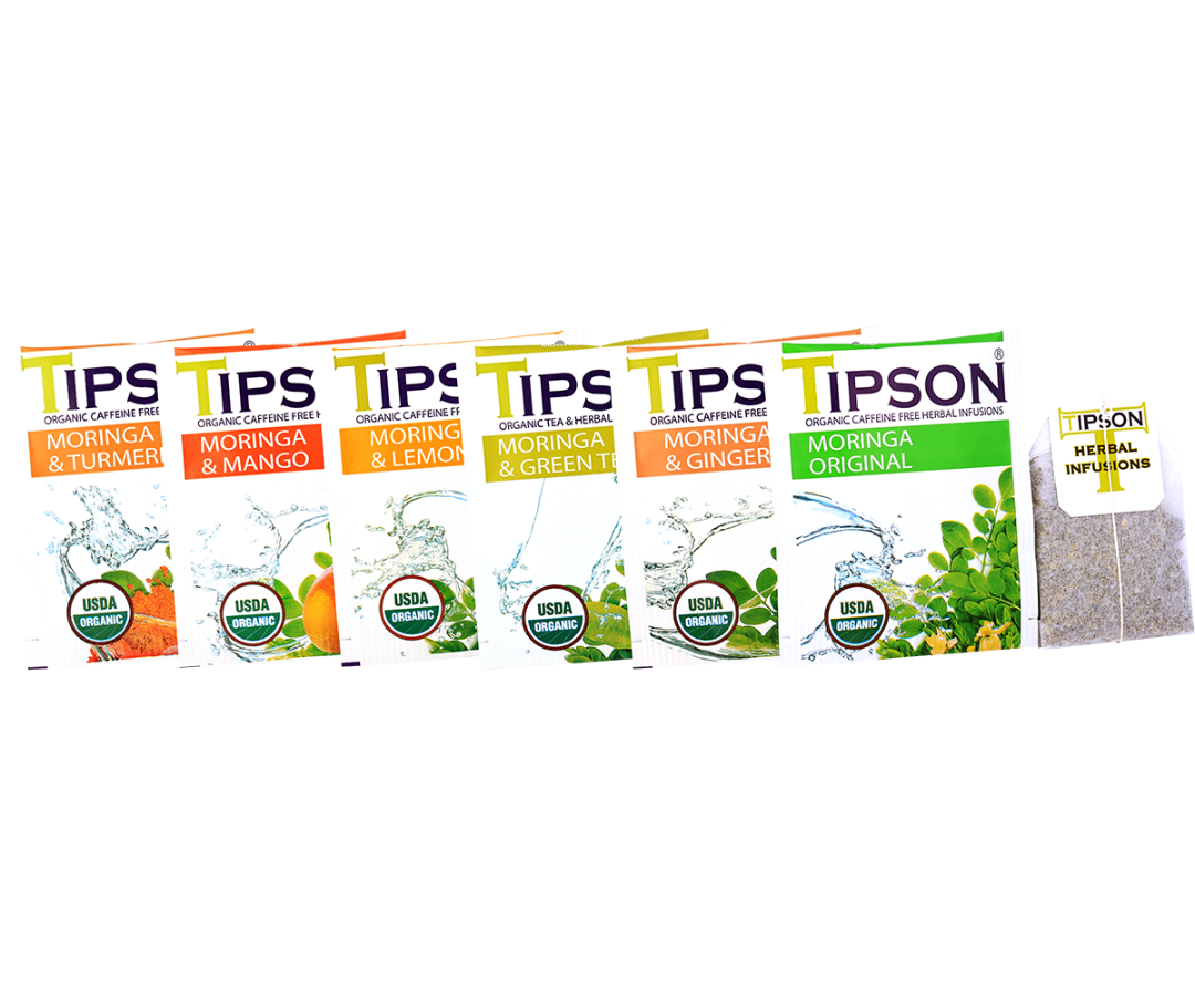 Tipson Organic Moringa Assorted - 60 Enveloped Tea Bags