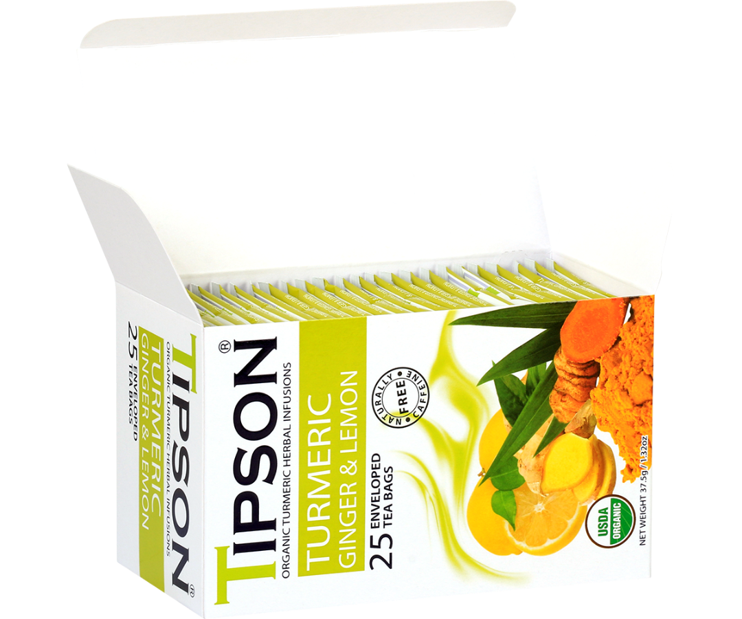 Organic Turmeric Ginger & Lemon - 25 Enveloped Tea Bags