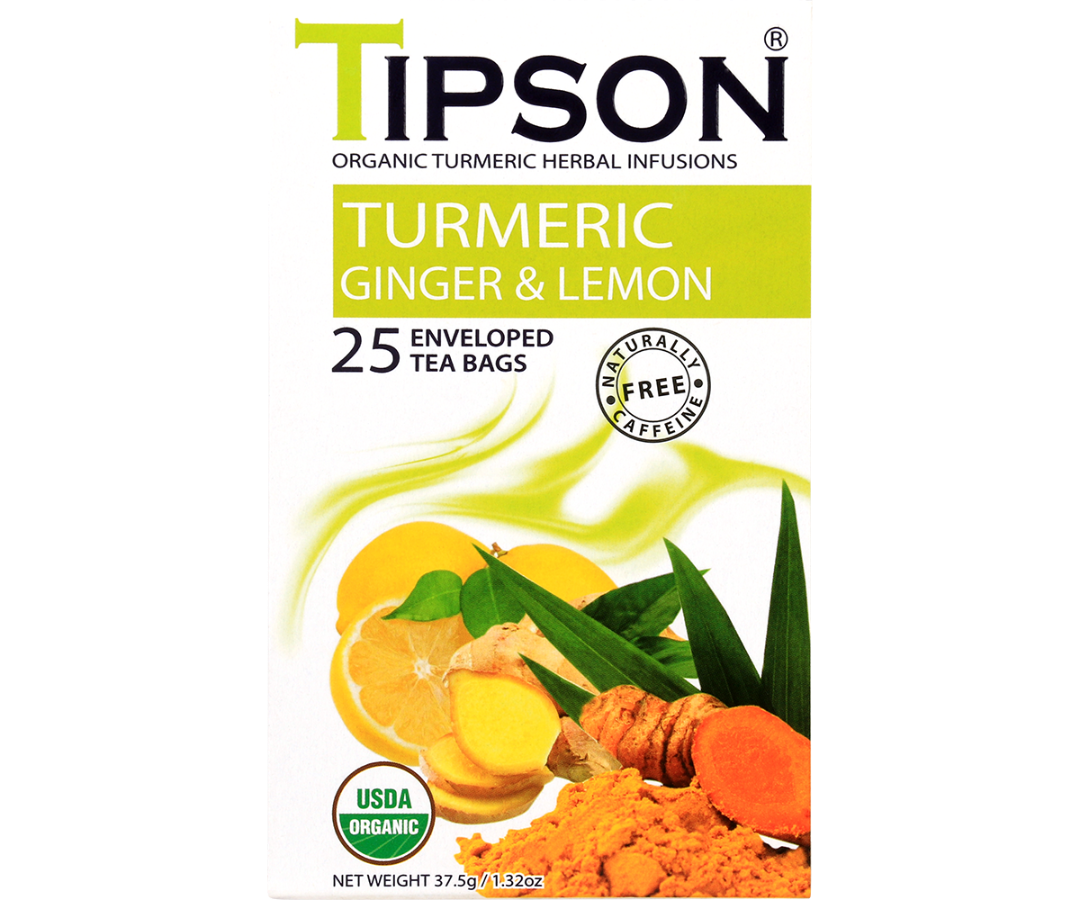 Organic Turmeric Ginger & Lemon - 25 Enveloped Tea Bags