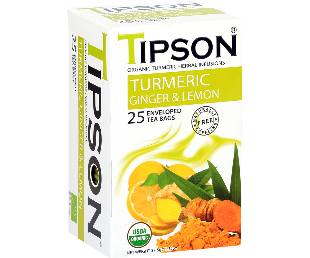 Organic Turmeric Ginger & Lemon - 25 Enveloped Tea Bags