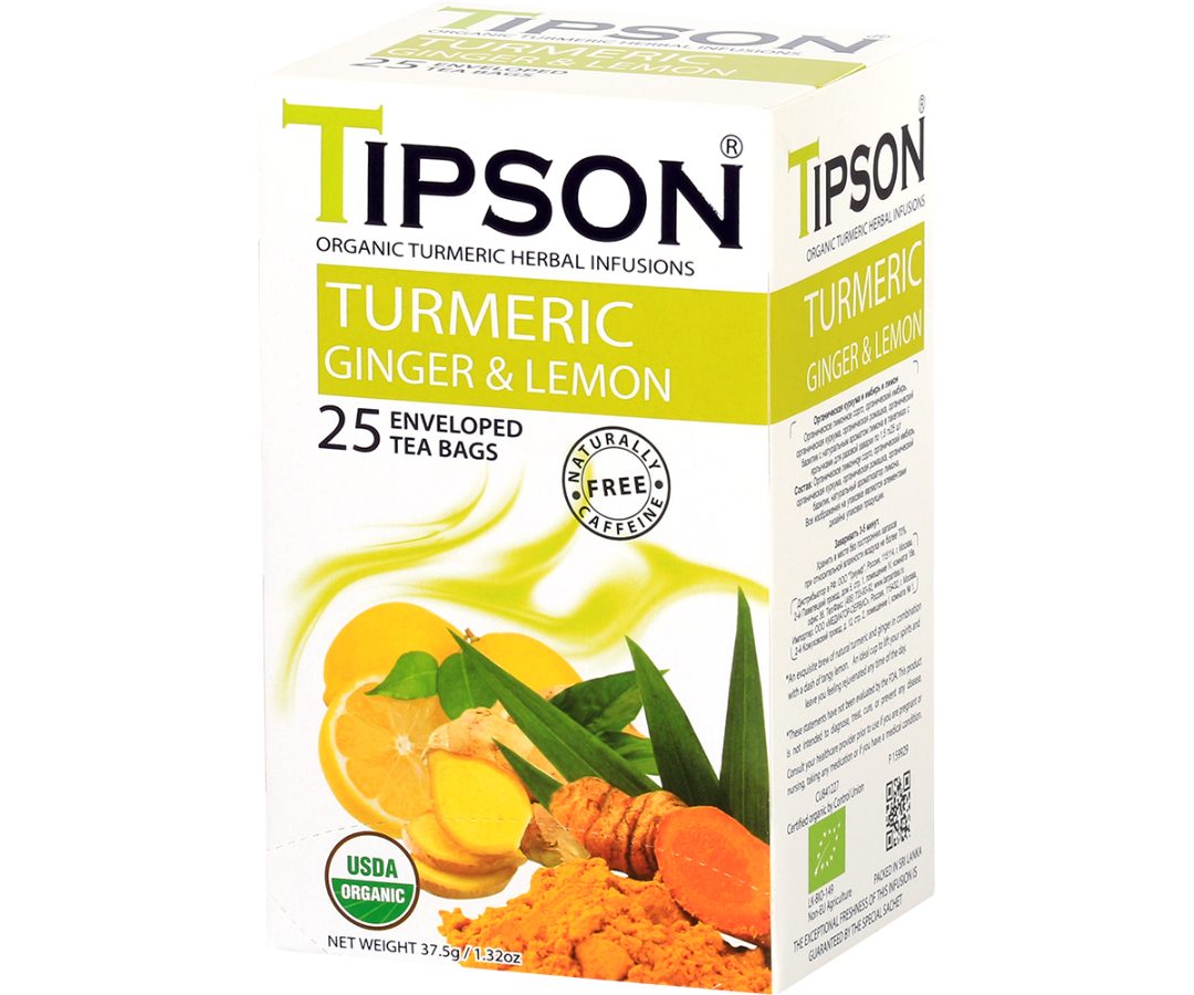 Organic Turmeric Ginger & Lemon - 25 Enveloped Tea Bags