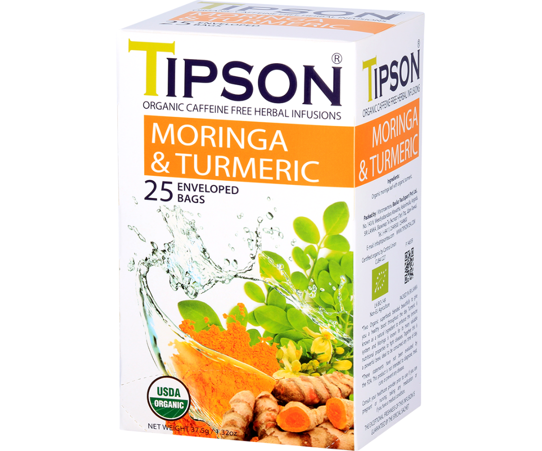 Organic Moringa & Turmeric - 25 Enveloped Tea Bags