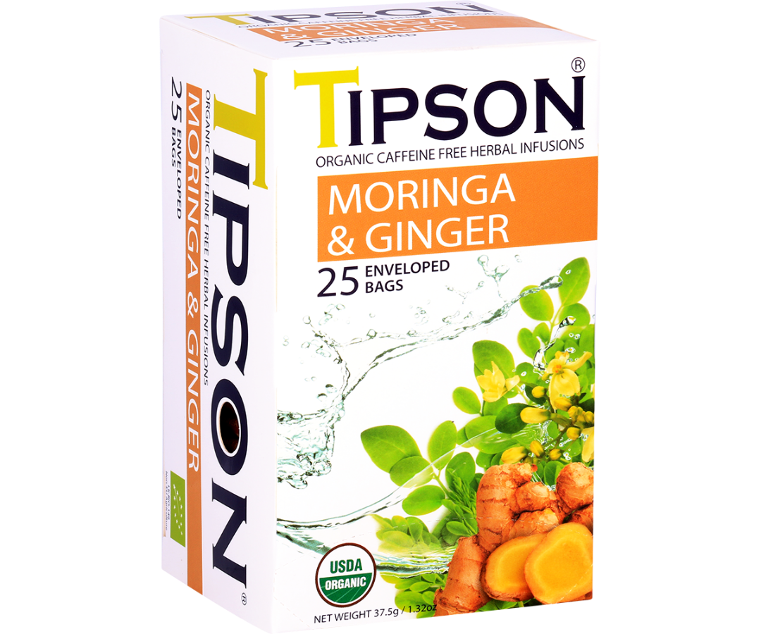 Organic Moringa & Ginger - 25 Enveloped Tea Bags