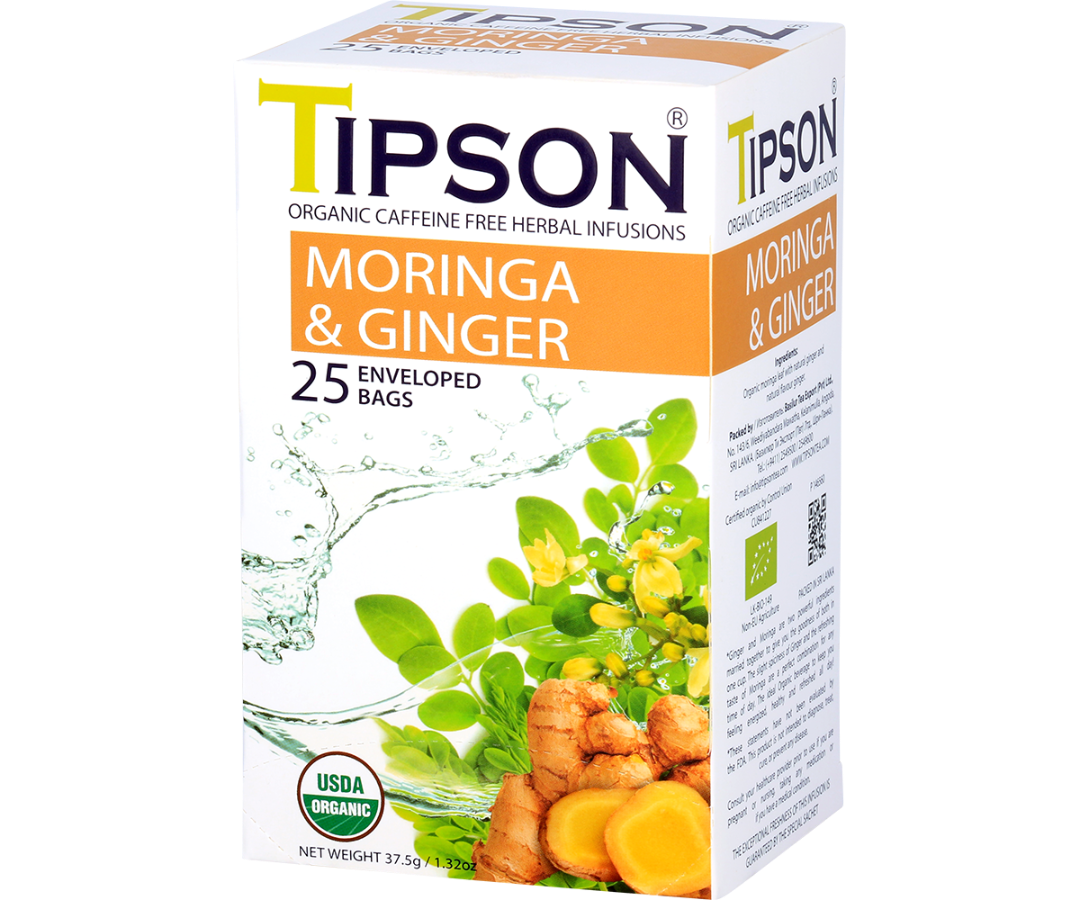 Organic Moringa & Ginger - 25 Enveloped Tea Bags