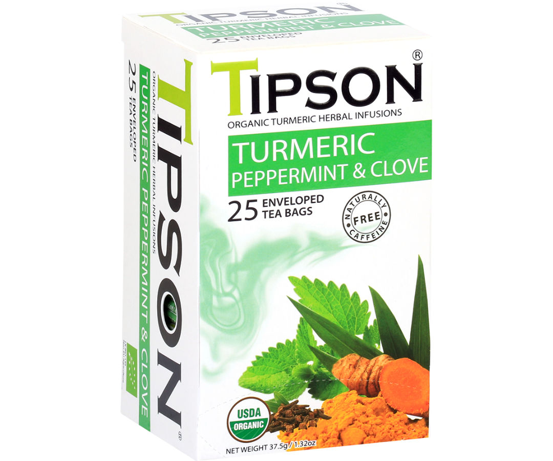 Organic Turmeric Peppermint & Clove - 25 Enveloped Tea Bags