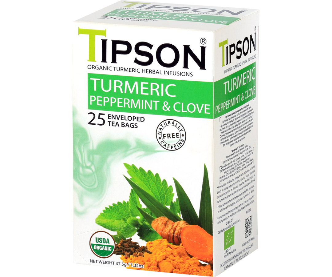 Organic Turmeric Peppermint & Clove - 25 Enveloped Tea Bags