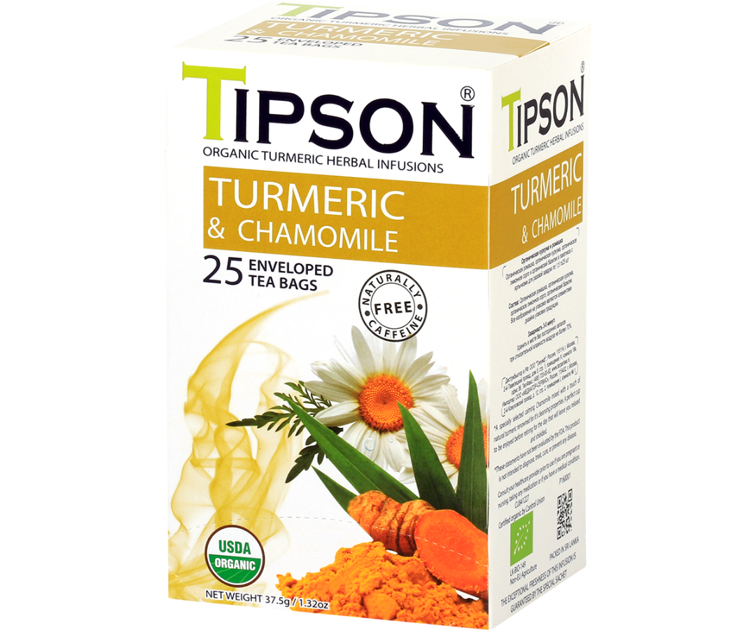 Organic Turmeric & Chamomile - 25 Enveloped Tea bags