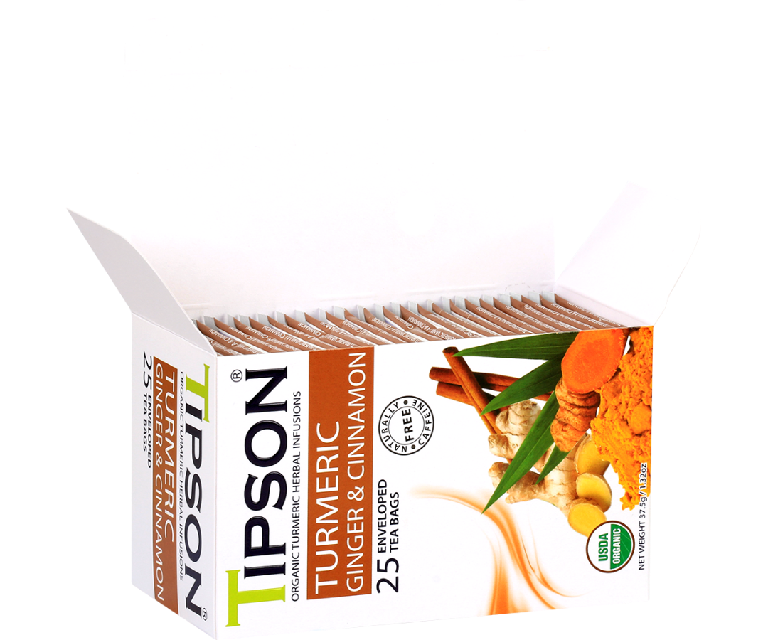 Organic Turmeric Ginger & Cinnamon - 25 Enveloped Tea Bags