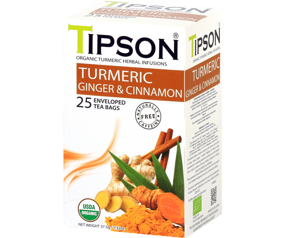 Organic Turmeric Ginger & Cinnamon - 25 Enveloped Tea Bags
