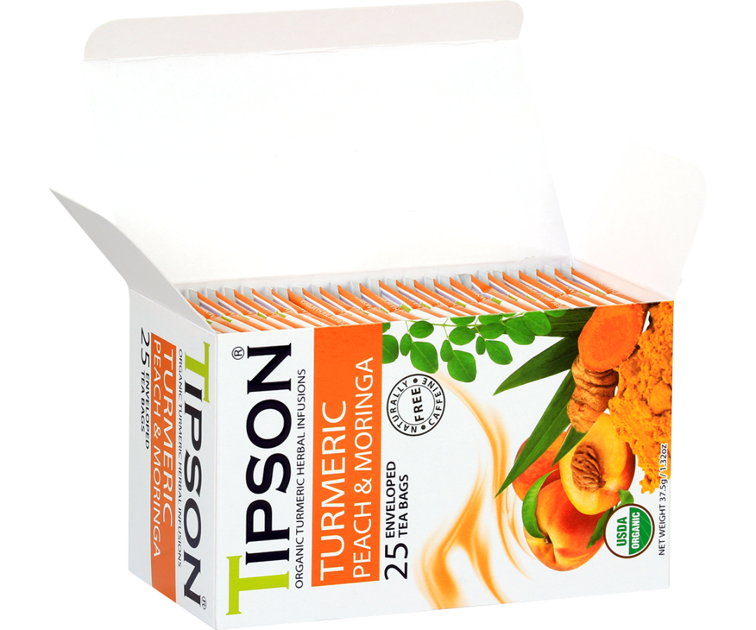 Organic Turmeric Peach & Moringa - 25 Enveloped Tea Bags