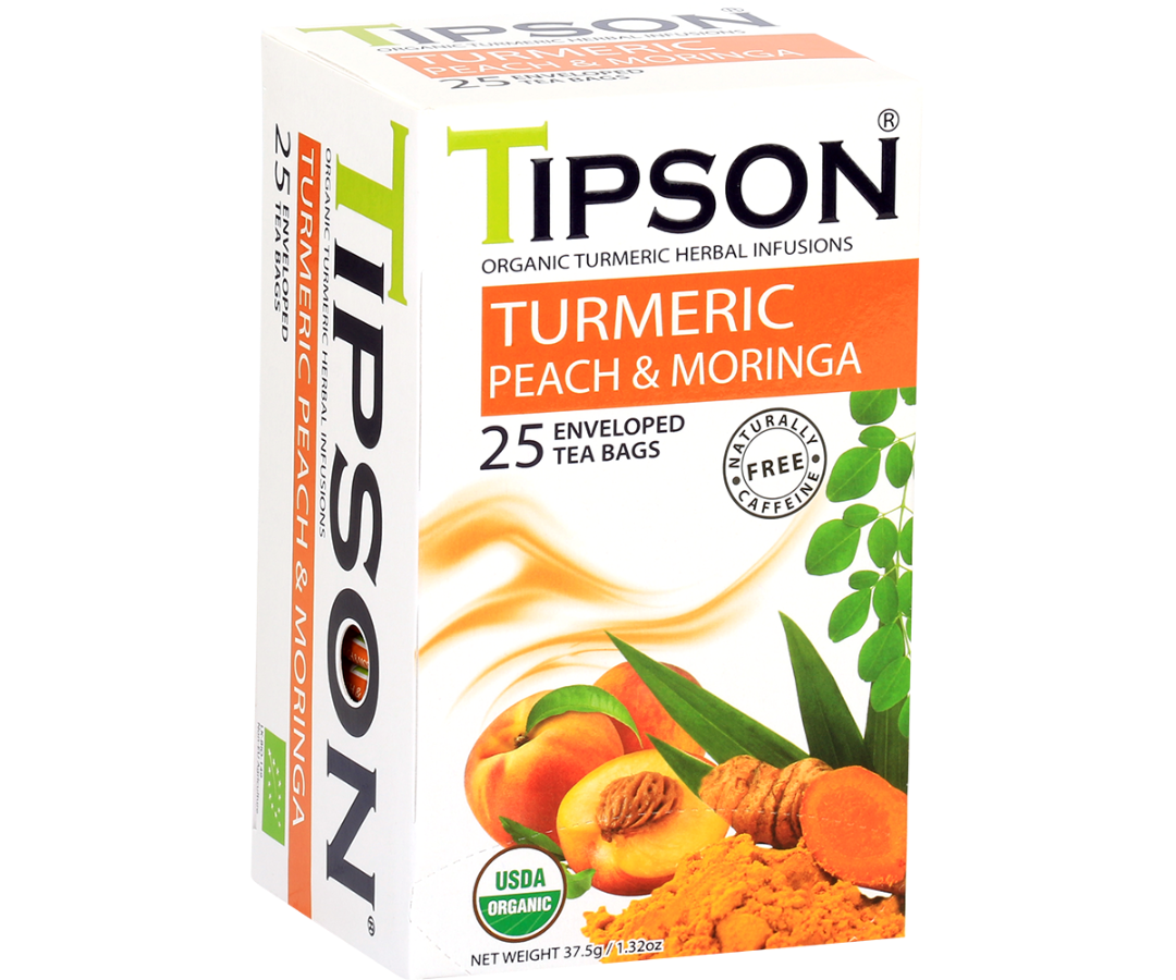 Organic Turmeric Peach & Moringa - 25 Enveloped Tea Bags