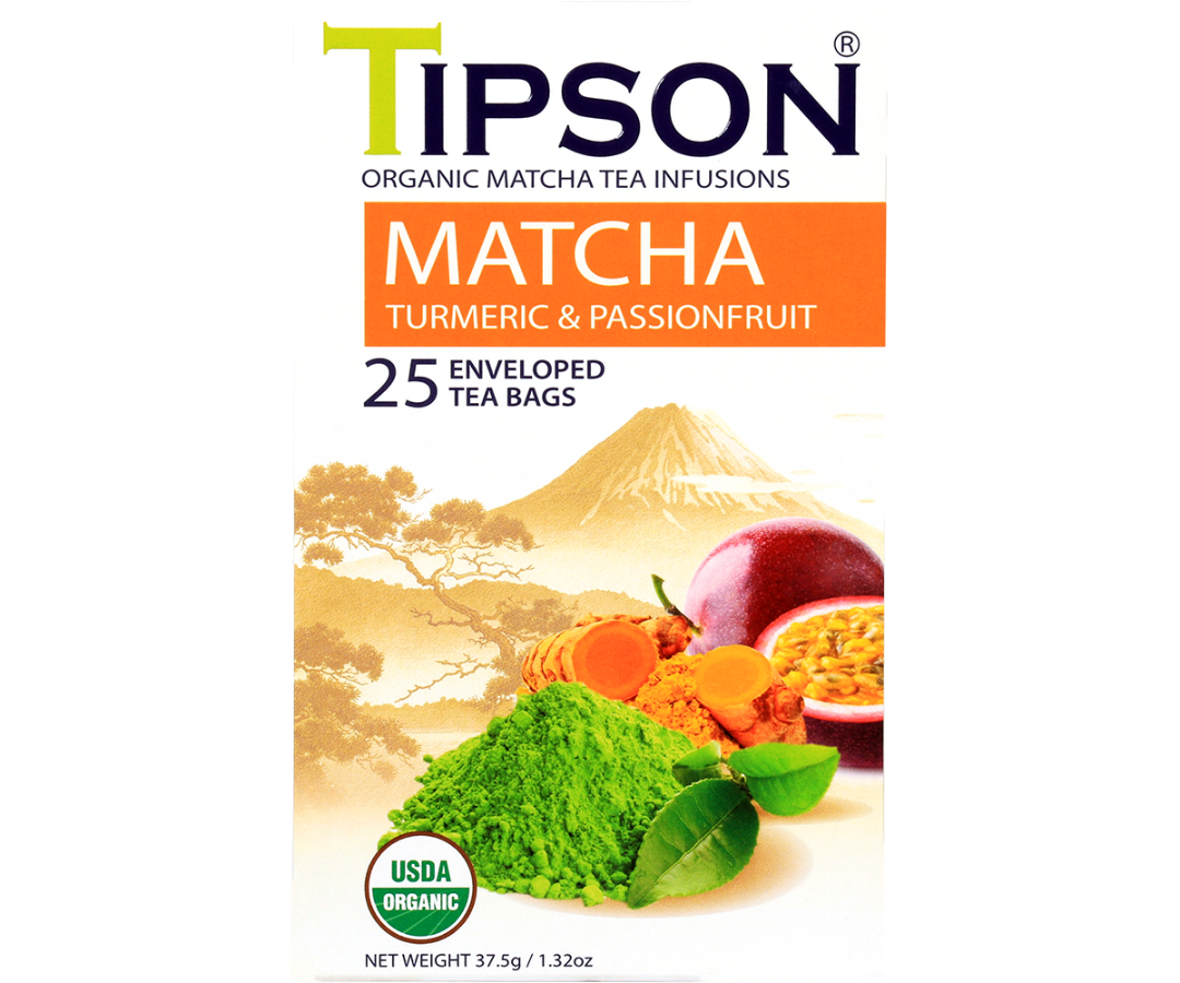 Organic Matcha Turmeric & Passionfruit - 25 Enveloped Tea Bags