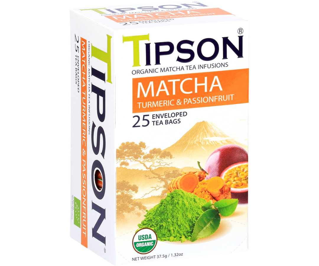 Organic Matcha Turmeric & Passionfruit - 25 Enveloped Tea Bags