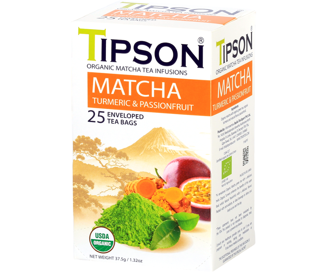 Organic Matcha Turmeric & Passionfruit - 25 Enveloped Tea Bags