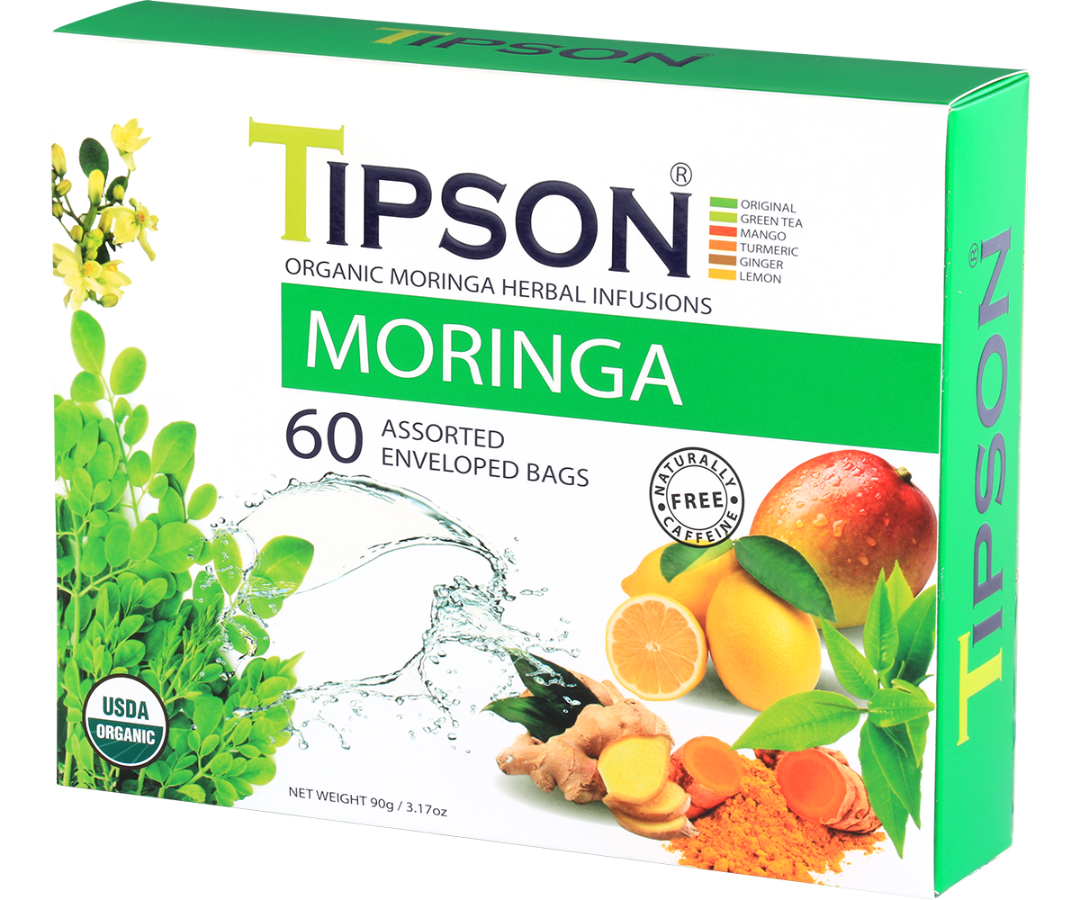 Tipson Organic Moringa Assorted - 60 Enveloped Tea Bags