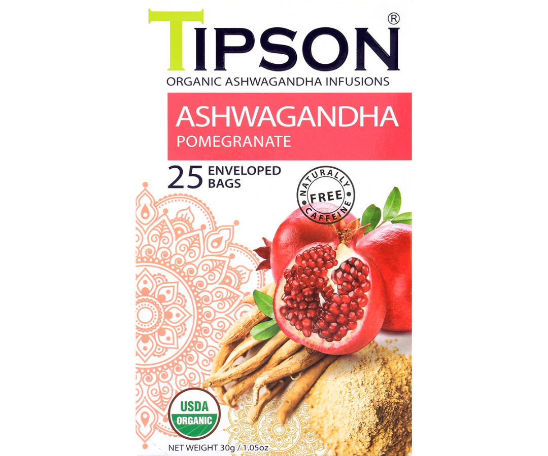 Organic Ashwagandha With Pomegranate - 25 Enveloped Tea Bags