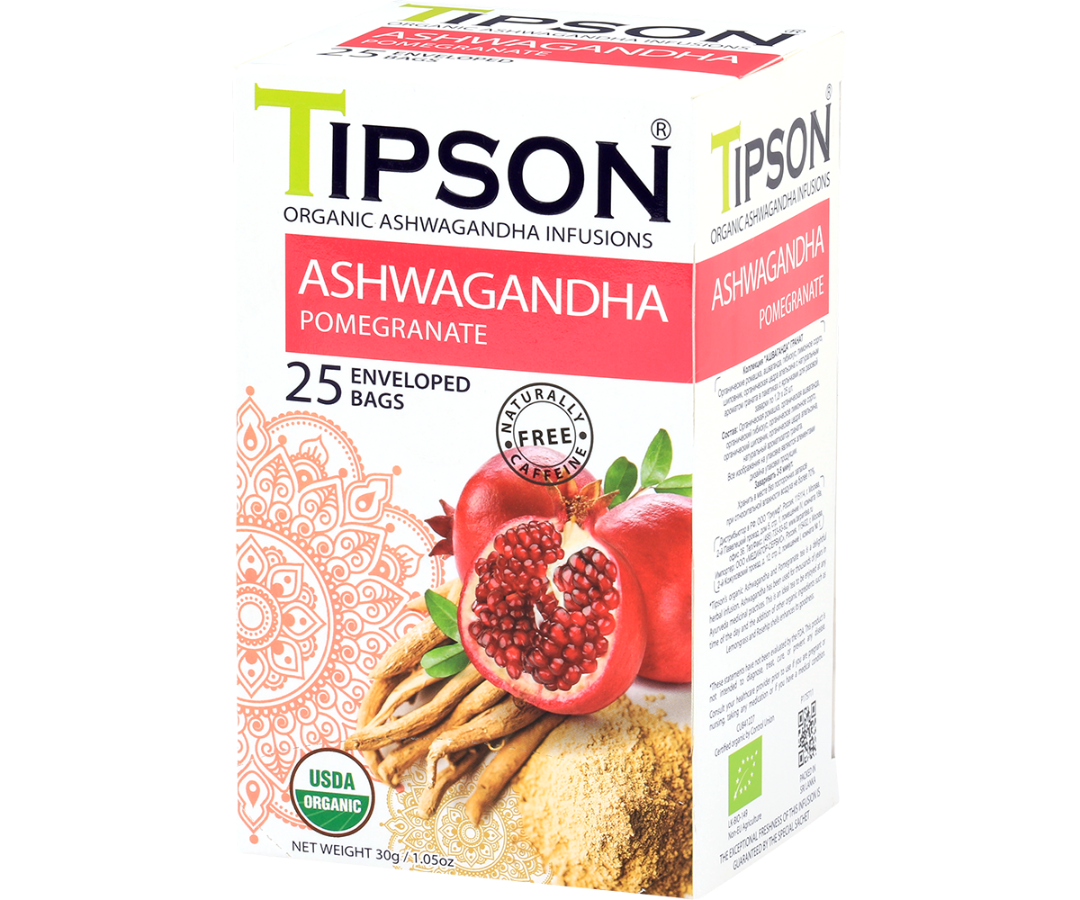Organic Ashwagandha With Pomegranate - 25 Enveloped Tea Bags