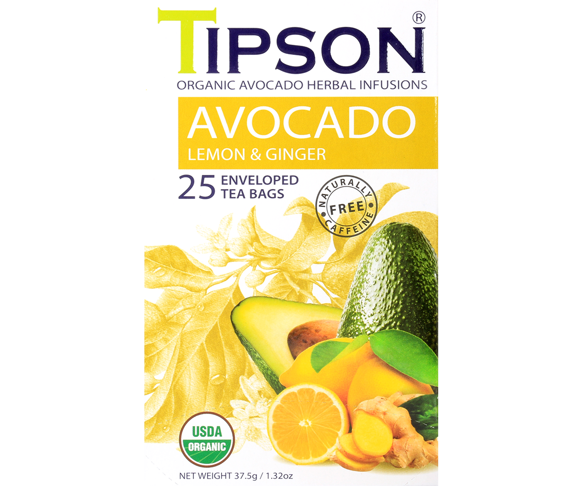 Tipson Avocado - Lemon and Ginger - 25 Enveloped Tea Bags