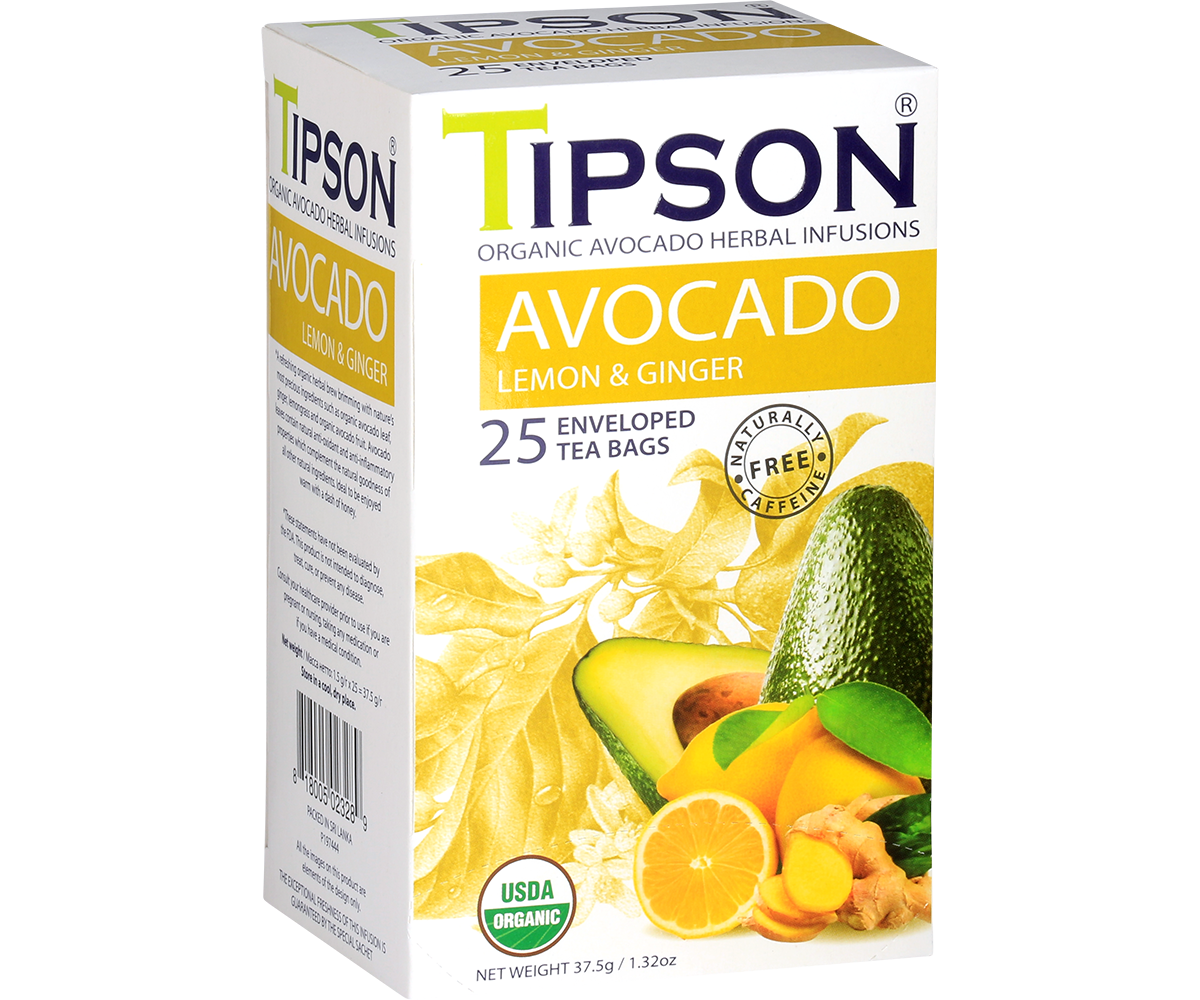 Tipson Avocado - Lemon and Ginger - 25 Enveloped Tea Bags