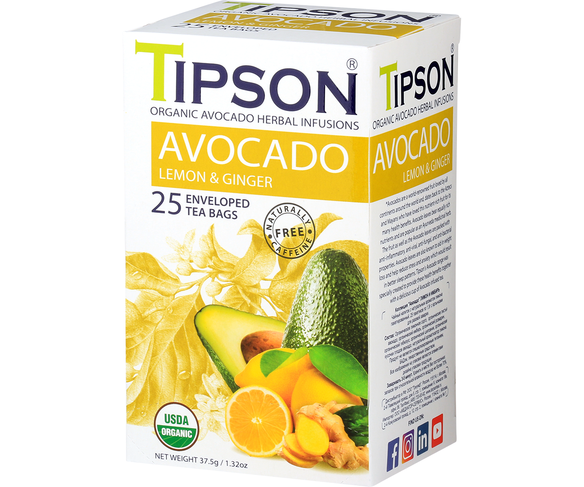Tipson Avocado - Lemon and Ginger - 25 Enveloped Tea Bags