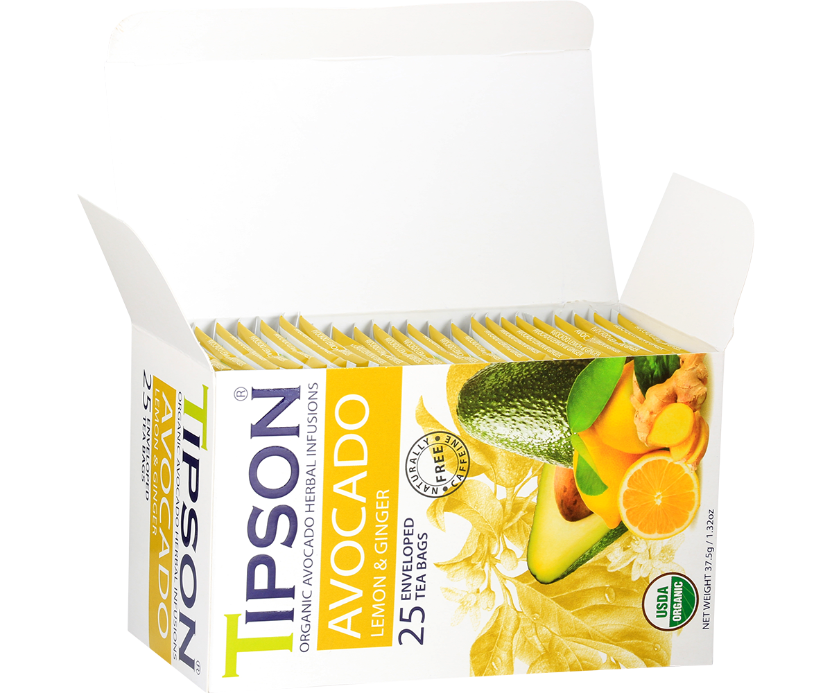 Tipson Avocado - Lemon and Ginger - 25 Enveloped Tea Bags