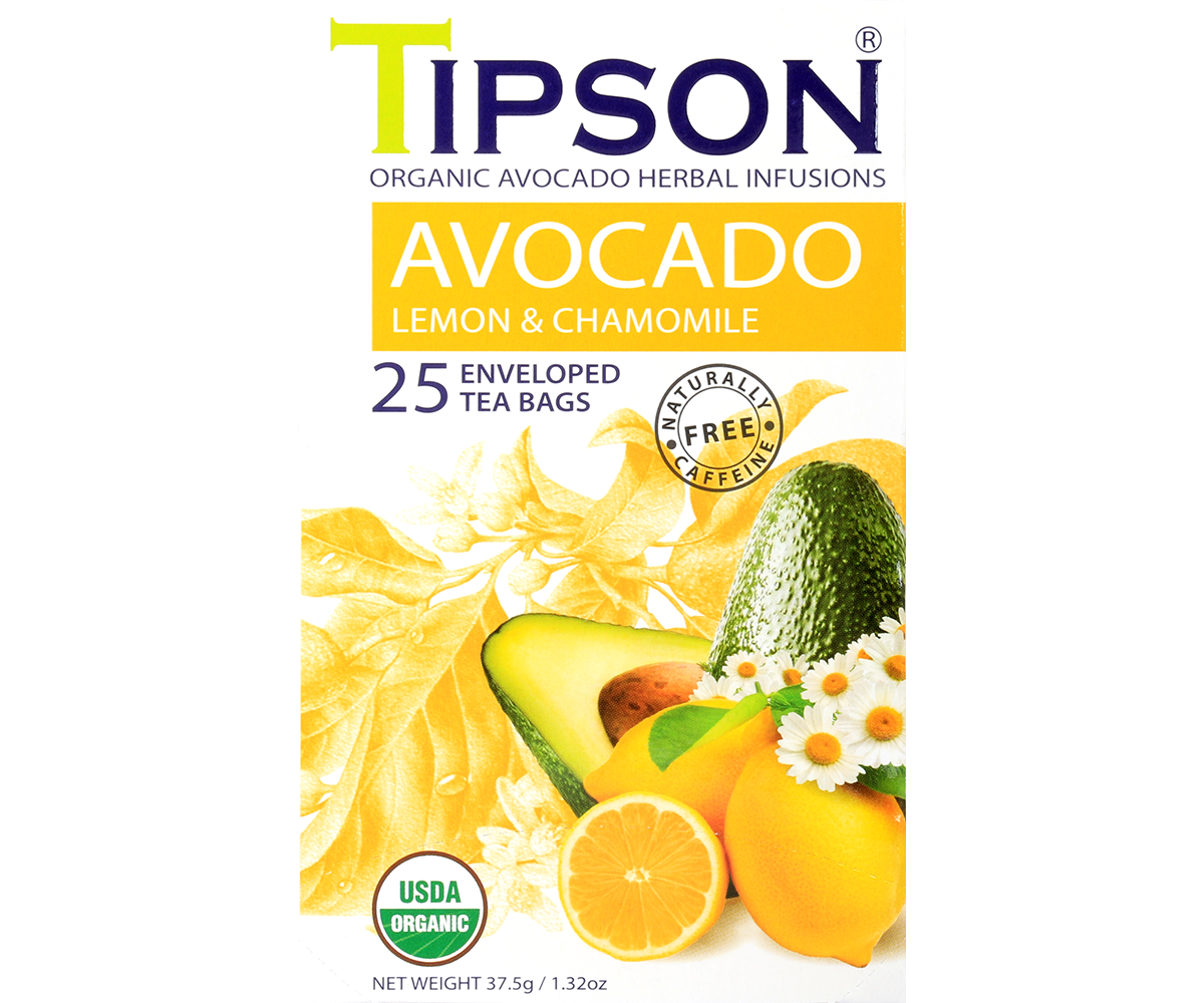 Tipson Avocado - Lemon and Chamomile - 25 Enveloped Tea Bags