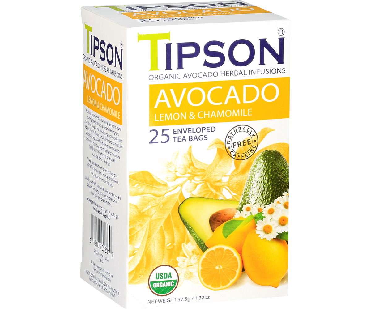 Tipson Avocado - Lemon and Chamomile - 25 Enveloped Tea Bags