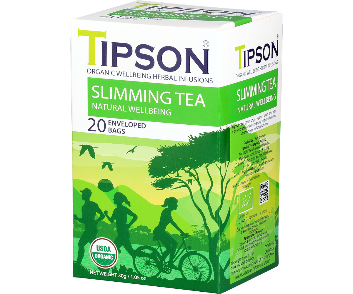 Tipson Slimming Tea - Natural Wellbeing - 20 Enveloped Tea Bags