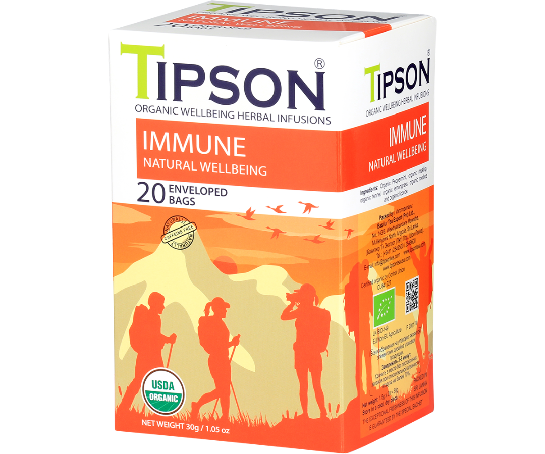 Tipson Immune - Natural Wellbeing - 20 Enveloped Tea Bags