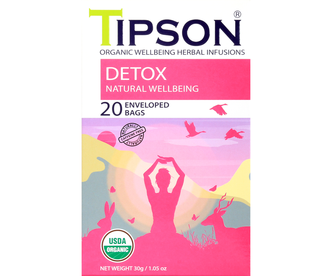 Tipson Detox - Natural Wellbeing - 20 Enveloped Tea Bags