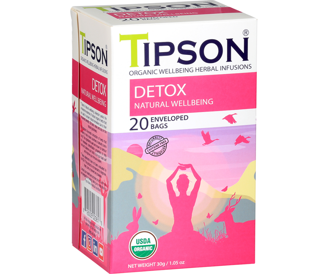 Tipson Detox - Natural Wellbeing - 20 Enveloped Tea Bags