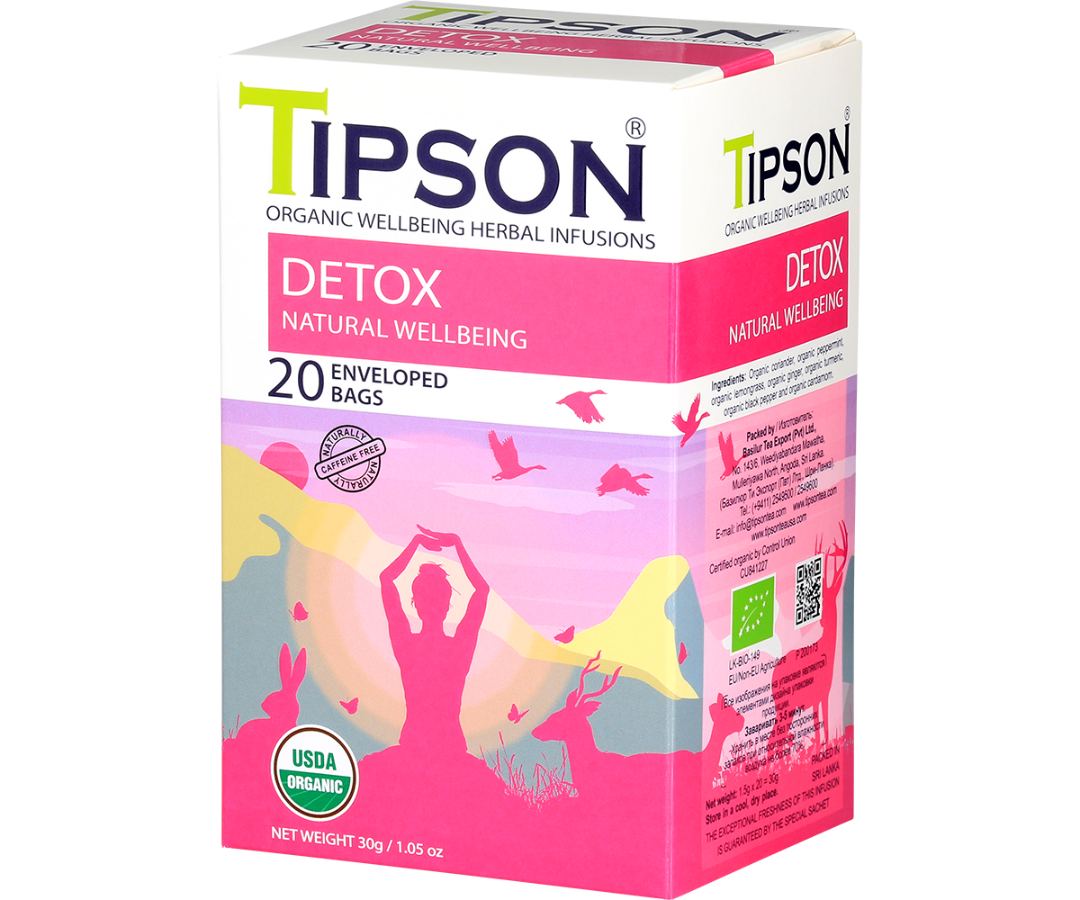Tipson Detox - Natural Wellbeing - 20 Enveloped Tea Bags
