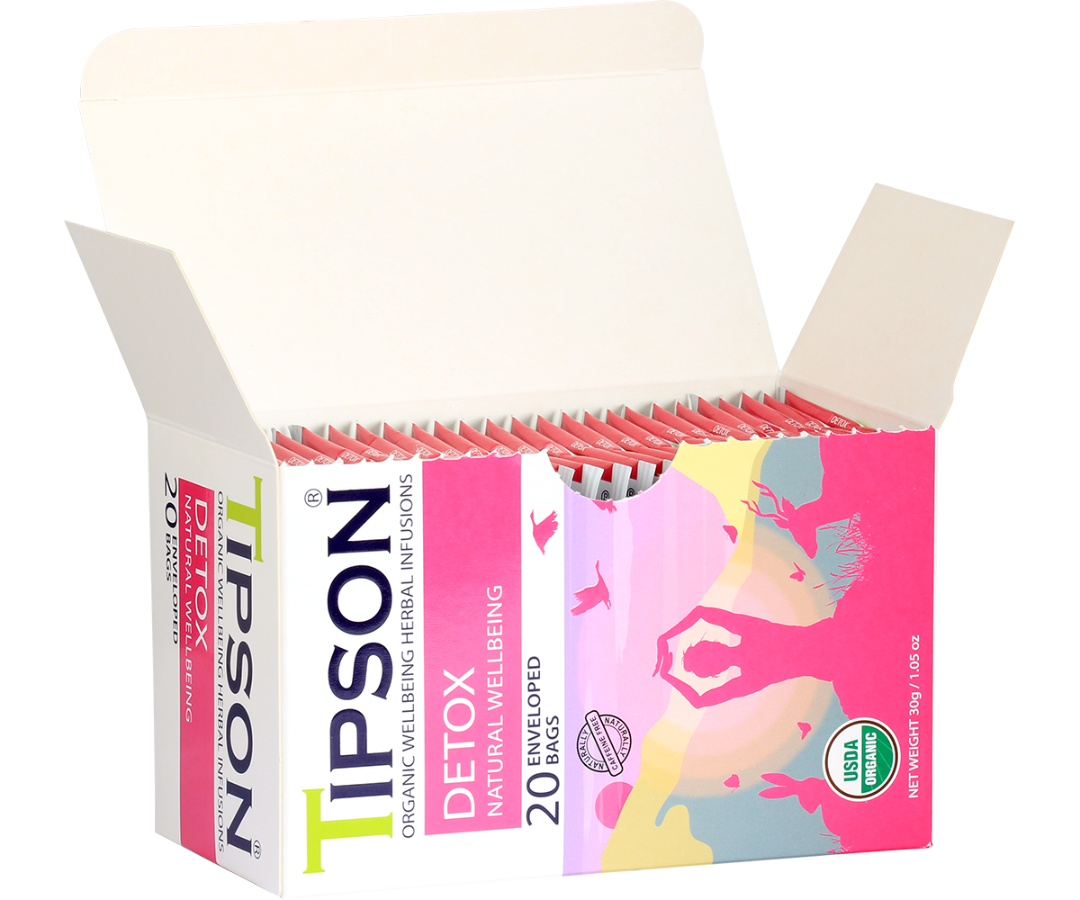 Tipson Detox - Natural Wellbeing - 20 Enveloped Tea Bags