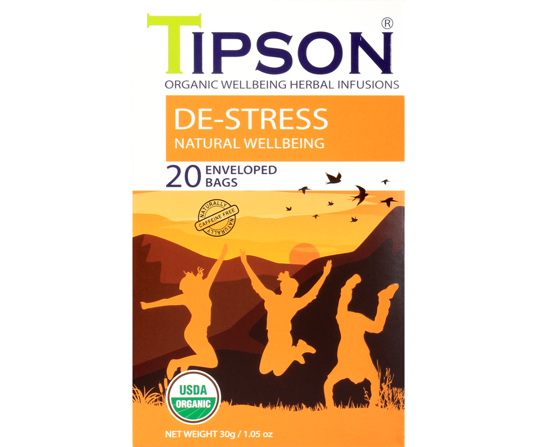 Tipson De-stress - Natural Wellbeing - 20 Enveloped Tea Bags