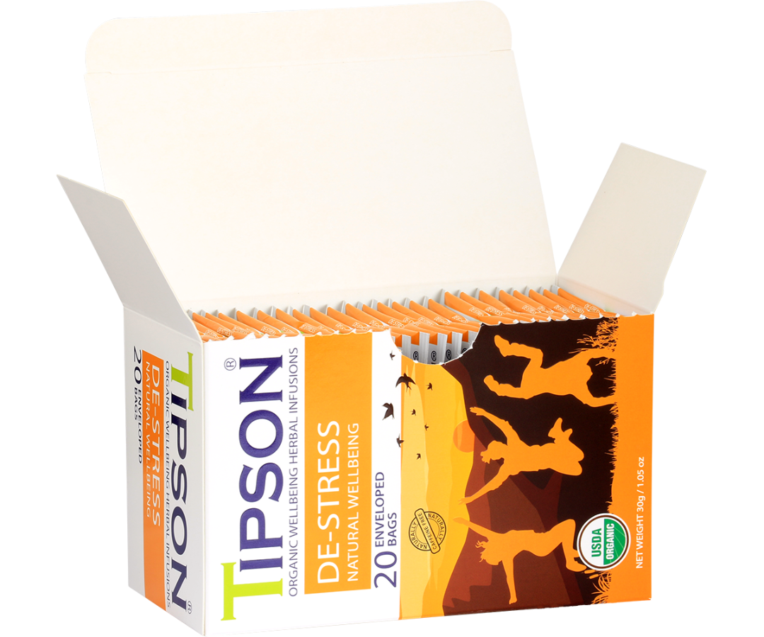Tipson De-stress - Natural Wellbeing - 20 Enveloped Tea Bags