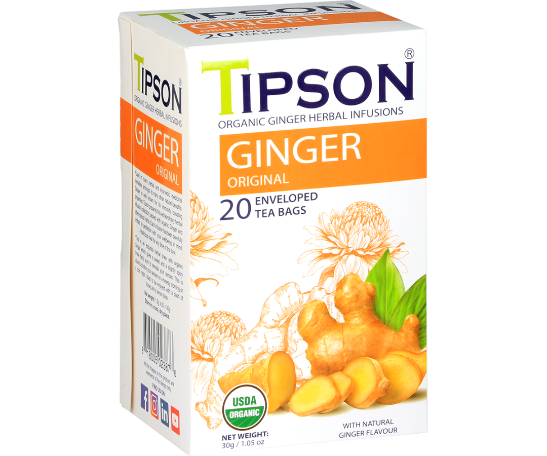 Tipson Organic Ginger Original - 20 Enveloped Tea Bags