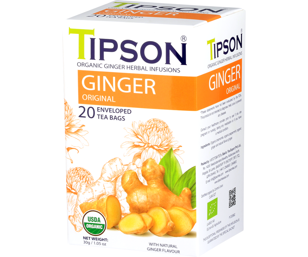 Tipson Organic Ginger Original - 20 Enveloped Tea Bags