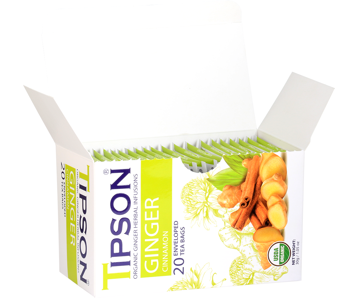 Tipson Organic Ginger with Cinnamon - 20 Enveloped Tea Bags