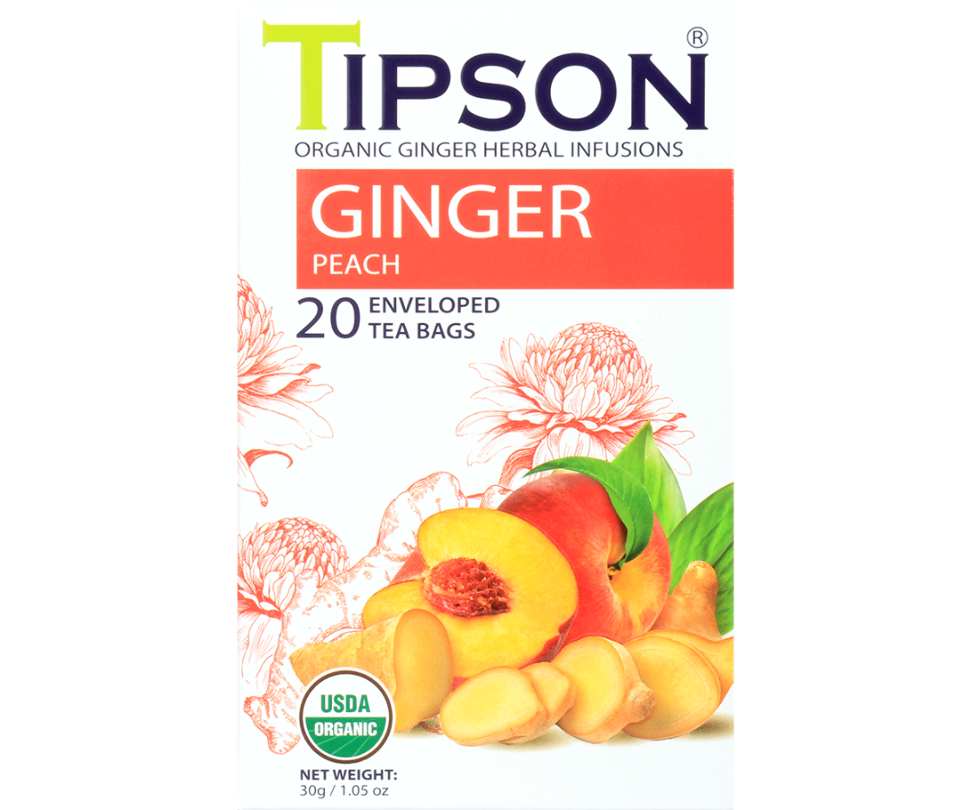 Organic Ginger - Ginger Peach - 20 Enveloped Tea Bags