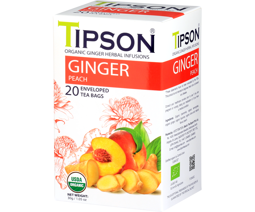 Organic Ginger - Ginger Peach - 20 Enveloped Tea Bags