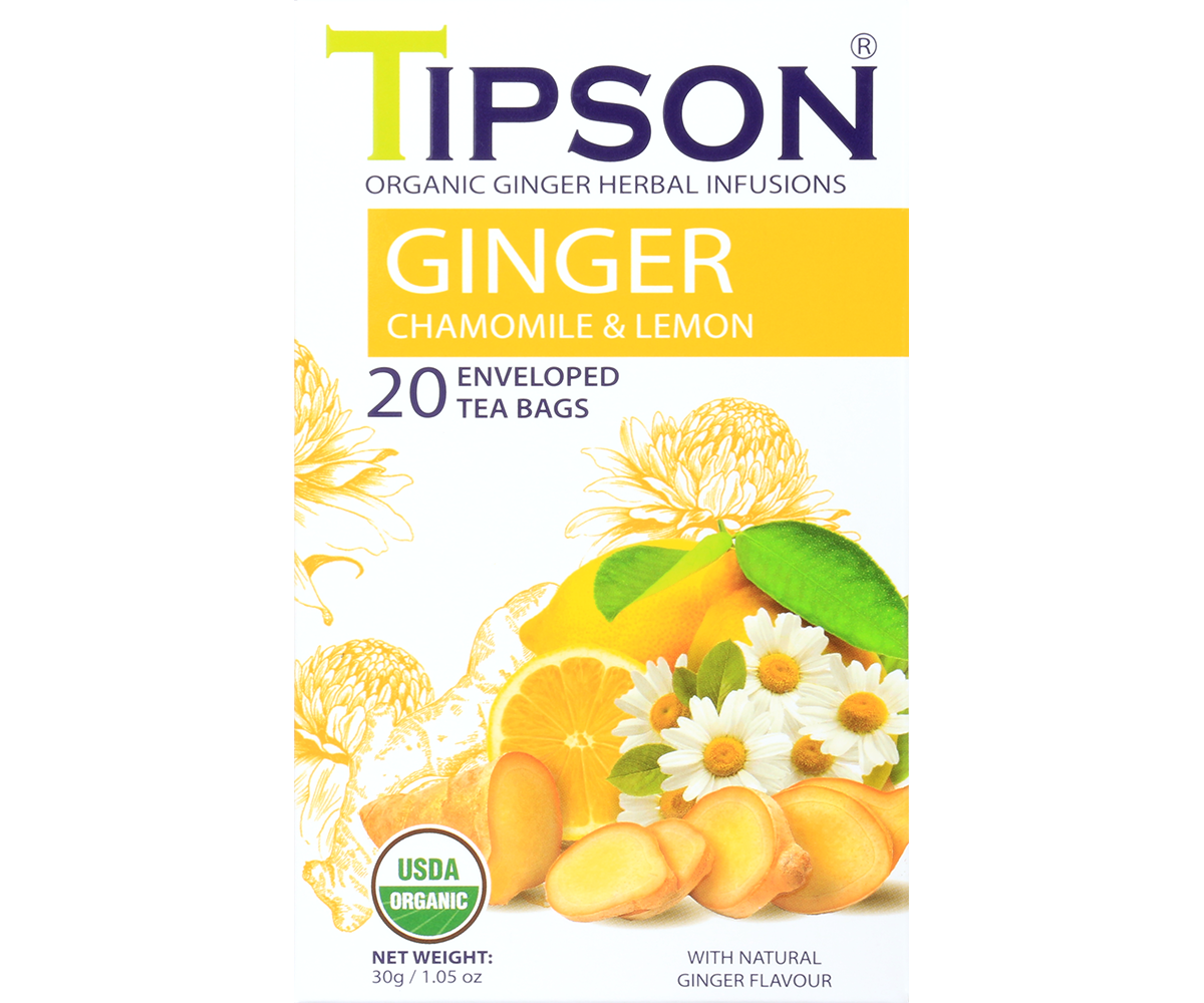 Organic Ginger - Ginger Chamomile - 20 Enveloped Tea Bags