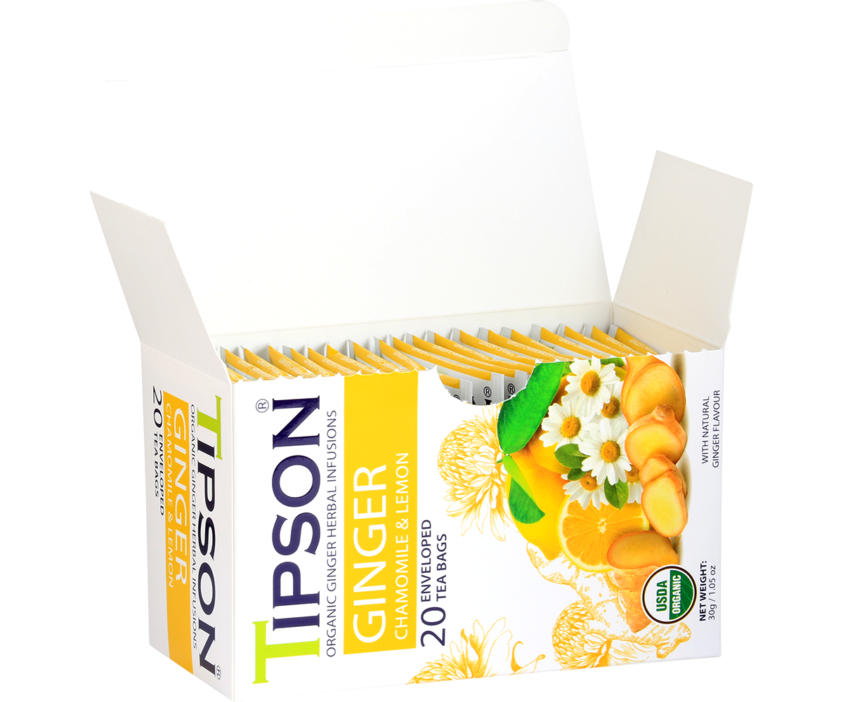 Organic Ginger - Ginger Chamomile - 20 Enveloped Tea Bags