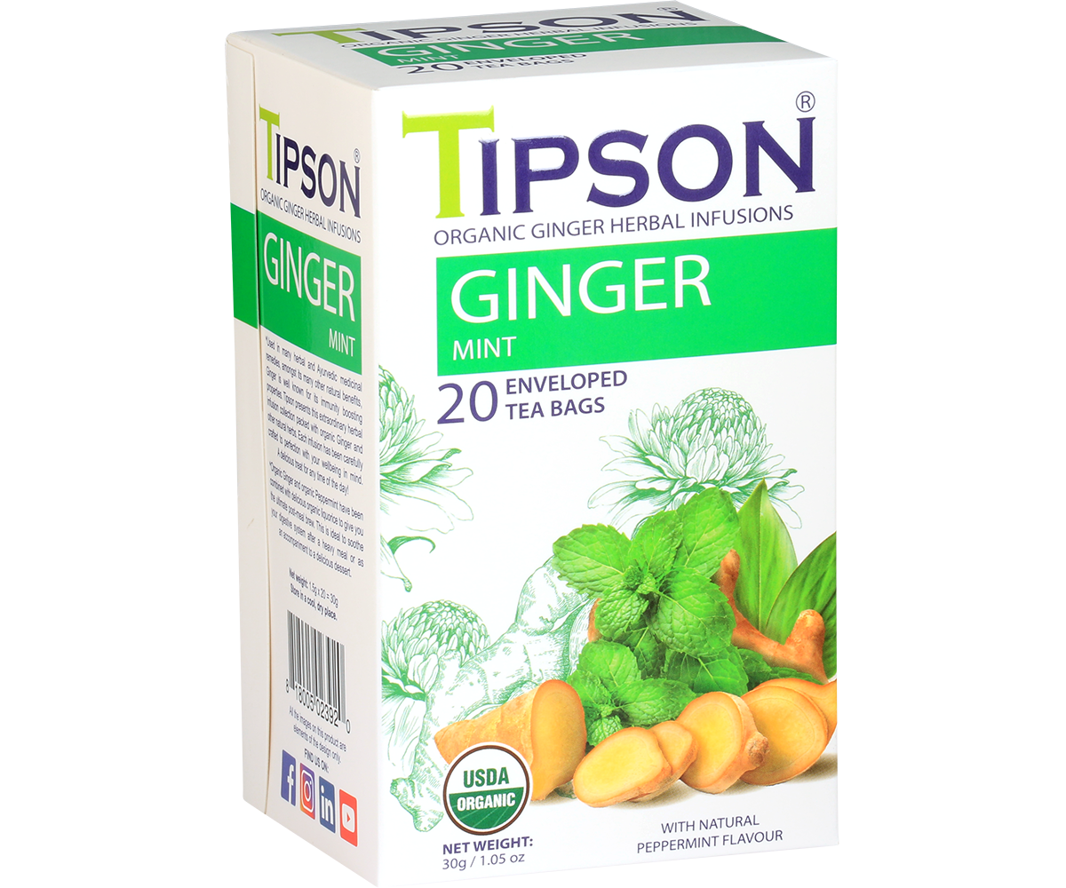 Organic Ginger - Ginger Mint - 20 Enveloped Tea Bags