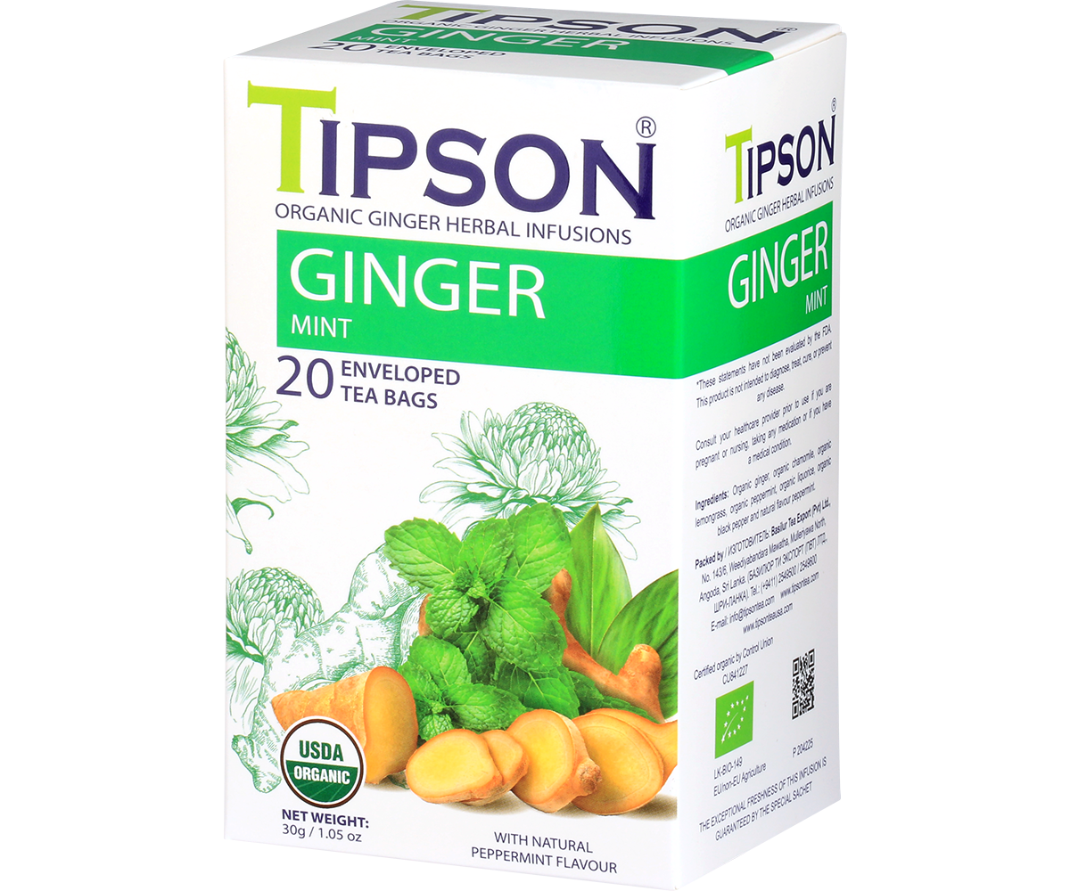 Organic Ginger - Ginger Mint - 20 Enveloped Tea Bags