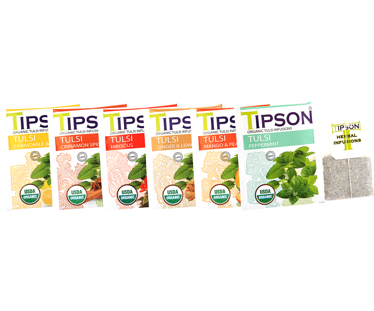 Tipson Organic Tulsi Assorted - 60 Enveloped Tea Bags