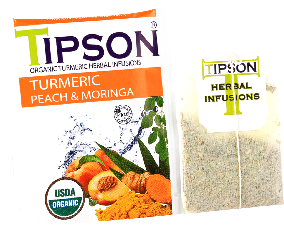 Organic Turmeric Peach & Moringa - 25 Enveloped Tea Bags